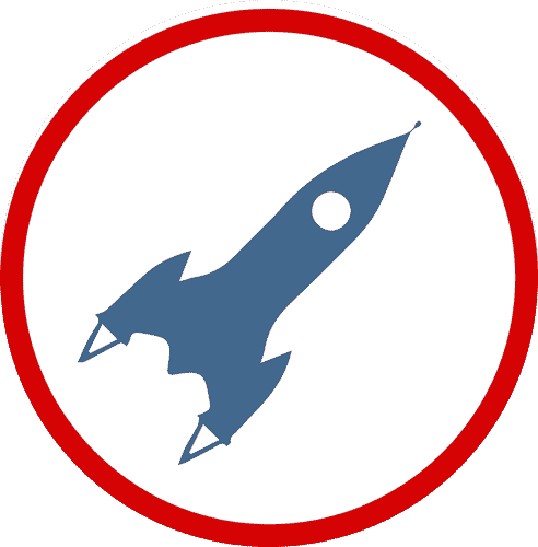 A rocket logo.
