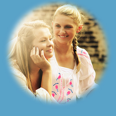 A photo of two white women. 